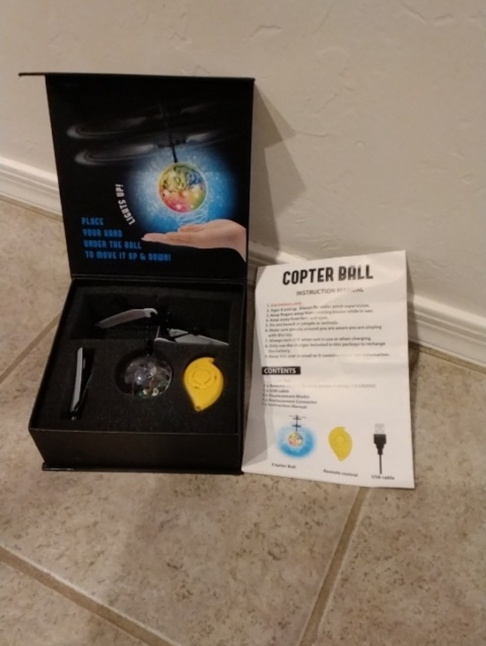 Copter Ball LED Flying Toy - Clear with Multicolor Lights